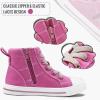 K KomForme Kids Sneakers for Boys and Girls Toddler Canvas High Top Walking Causal Shoes with Zipper(Pink)