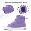 K KomForme Kids Sneakers for Boys and Girls Toddler Canvas High Top Walking Causal Shoes with Zipper(Purple)