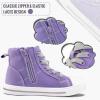 K KomForme Kids Sneakers for Boys and Girls Toddler Canvas High Top Walking Causal Shoes with Zipper(Purple)