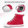 K KomForme Kids Sneakers for Boys and Girls Toddler Canvas High Top Walking Causal Shoes with Zipper(Red)