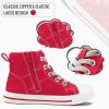 K KomForme Kids Sneakers for Boys and Girls Toddler Canvas High Top Walking Causal Shoes with Zipper(Red)