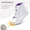 K KomForme Kids Sneakers for Boys and Girls Toddler Canvas High Top Walking Causal Shoes with Zipper(White Glitter)