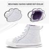 K KomForme Kids Sneakers for Boys and Girls Toddler Canvas High Top Walking Causal Shoes with Zipper(White Glitter)