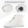 K KomForme Kids Sneakers for Boys and Girls Toddler Canvas High Top Walking Causal Shoes with Zipper(White-pu)