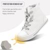 K KomForme Kids Sneakers for Boys and Girls Toddler Canvas High Top Walking Causal Shoes with Zipper(White-pu)