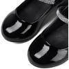 K KomForme Mary Jane Shoes with Low Heel Rhinestones Princess Flats Dress Pump Shoes for Little Kid/Big Kid(Black)