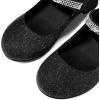 K KomForme Mary Jane Shoes with Low Heel Rhinestones Princess Flats Dress Pump Shoes for Little Kid/Big Kid(Black Glitter)