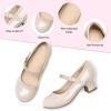 K KomForme Mary Jane Shoes with Low Heel Rhinestones Princess Flats Dress Pump Shoes for Little Kid/Big Kid(Cream)