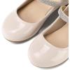 K KomForme Mary Jane Shoes with Low Heel Rhinestones Princess Flats Dress Pump Shoes for Little Kid/Big Kid(Cream)
