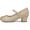 K KomForme Mary Jane Shoes with Low Heel Rhinestones Princess Flats Dress Pump Shoes for Little Kid/Big Kid(Gold Glitter)