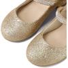 K KomForme Mary Jane Shoes with Low Heel Rhinestones Princess Flats Dress Pump Shoes for Little Kid/Big Kid(Gold Glitter)