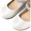 K KomForme Mary Jane Shoes with Low Heel Rhinestones Princess Flats Dress Pump Shoes for Little Kid/Big Kid(Ivory White)