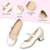 K KomForme Mary Jane Shoes with Low Heel Rhinestones Princess Flats Dress Pump Shoes for Little Kid/Big Kid(Ivory White)