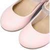 K KomForme Mary Jane Shoes with Low Heel Rhinestones Princess Flats Dress Pump Shoes for Little Kid/Big Kid(Light Pink)