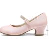 K KomForme Mary Jane Shoes with Low Heel Rhinestones Princess Flats Dress Pump Shoes for Little Kid/Big Kid(Light Pink)