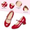K KomForme Mary Jane Shoes with Low Heel Rhinestones Princess Flats Dress Pump Shoes for Little Kid/Big Kid(Red)