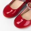 K KomForme Mary Jane Shoes with Low Heel Rhinestones Princess Flats Dress Pump Shoes for Little Kid/Big Kid(Red)