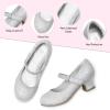 K KomForme Mary Jane Shoes with Low Heel Rhinestones Princess Flats Dress Pump Shoes for Little Kid/Big Kid(Silver Glitter)