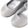 K KomForme Mary Jane Shoes with Low Heel Rhinestones Princess Flats Dress Pump Shoes for Little Kid/Big Kid(Silver Glitter)