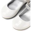 K KomForme Mary Jane Shoes with Low Heel Rhinestones Princess Flats Dress Pump Shoes for Little Kid/Big Kid(White)