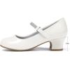 K KomForme Mary Jane Shoes with Low Heel Rhinestones Princess Flats Dress Pump Shoes for Little Kid/Big Kid(White)