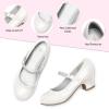K KomForme Mary Jane Shoes with Low Heel Rhinestones Princess Flats Dress Pump Shoes for Little Kid/Big Kid(White)