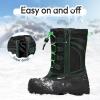 K KomForme Snow Boots for Boys Insulated Waterproof Fur Lined Warm Shoes for Outdoor (Toddler/Little Kid/Big Kid)(Black/Green)