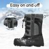 K KomForme Snow Boots for Boys Insulated Waterproof Fur Lined Warm Shoes for Outdoor (Toddler/Little Kid/Big Kid)(Grey/Black)