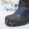 K KomForme Snow Boots for Boys & Girls Warm Waterproof Slip Resistant Winter Shoes (Toddler/Little Kid/Big Kid)(Black-blue)