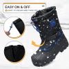 K KomForme Snow Boots for Boys & Girls Warm Waterproof Slip Resistant Winter Shoes (Toddler/Little Kid/Big Kid)(Black-blue)
