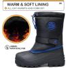 K KomForme Snow Boots for Boys & Girls Warm Waterproof Slip Resistant Winter Shoes (Toddler/Little Kid/Big Kid)(Black-blue)