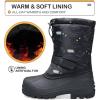 K KomForme Snow Boots for Boys & Girls Warm Waterproof Slip Resistant Winter Shoes (Toddler/Little Kid/Big Kid)(Black-dino)