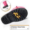 K KomForme Snow Boots for Boys & Girls Warm Waterproof Slip Resistant Winter Shoes (Toddler/Little Kid/Big Kid)(Pink-snow)