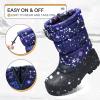 K KomForme Snow Boots for Boys & Girls Warm Waterproof Slip Resistant Winter Shoes (Toddler/Little Kid/Big Kid)(Purple-star)
