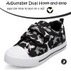 K KomForme Toddler Boys & Girls Shoes Kids Canvas Sneakers with Cartoon Dual Hook and Loops(Black)