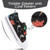 K KomForme Toddler Boys & Girls Shoes Kids Canvas Sneakers with Cartoon Dual Hook and Loops(Black Dinosaur)