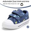 K KomForme Toddler Boys & Girls Shoes Kids Canvas Sneakers with Cartoon Dual Hook and Loops(Blue Dinosaur)