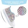 K KomForme Toddler Boys & Girls Shoes Kids Canvas Sneakers with Cartoon Dual Hook and Loops(Colorful Knit)