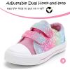 K KomForme Toddler Boys & Girls Shoes Kids Canvas Sneakers with Cartoon Dual Hook and Loops(Glitter)