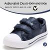 K KomForme Toddler Boys & Girls Shoes Kids Canvas Sneakers with Cartoon Dual Hook and Loops(Navy)
