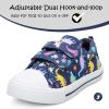 K KomForme Toddler Boys & Girls Shoes Kids Canvas Sneakers with Cartoon Dual Hook and Loops(Navy Dinosaur)