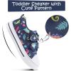 K KomForme Toddler Boys & Girls Shoes Kids Canvas Sneakers with Cartoon Dual Hook and Loops(Navy Dinosaur)
