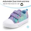 K KomForme Toddler Boys & Girls Shoes Kids Canvas Sneakers with Cartoon Dual Hook and Loops(Purple Glitter)