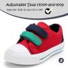 K KomForme Toddler Boys & Girls Shoes Kids Canvas Sneakers with Cartoon Dual Hook and Loops(Red)