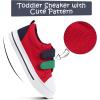 K KomForme Toddler Boys & Girls Shoes Kids Canvas Sneakers with Cartoon Dual Hook and Loops(Red)