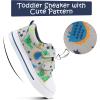 K KomForme Toddler Boys & Girls Shoes Kids Canvas Sneakers with Cartoon Dual Hook and Loops(Stegosaurus Dinosaur)