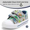 K KomForme Toddler Boys & Girls Shoes Kids Canvas Sneakers with Cartoon Dual Hook and Loops(Stegosaurus Dinosaur)