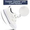 K KomForme Toddler Boys & Girls Shoes Kids Canvas Sneakers with Cartoon Dual Hook and Loops(White)