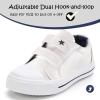 K KomForme Toddler Boys & Girls Shoes Kids Canvas Sneakers with Cartoon Dual Hook and Loops(White)