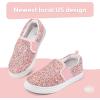 K KomForme Toddler Girls Boys Shoes Little Kids Slip on Canvas Sneakers for Running/Walking(Colorful Glitter)